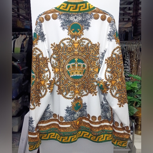 Green and Gold Casual Button Down Shirt - Picture 3 of 5